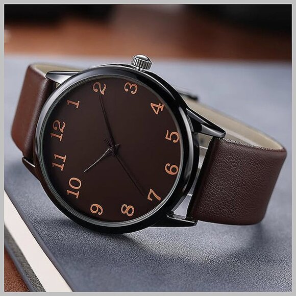 NUOVO Men Watche Men Arabic Number Watche White Watche Claic , Brown - Picture 2 of 5